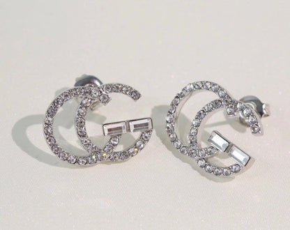 GE104  classic logo earrings with diamonds, simple and versatile