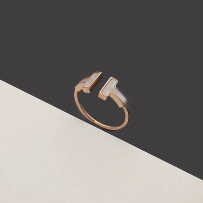 TJ01  Double T Shell Ring Jewelry