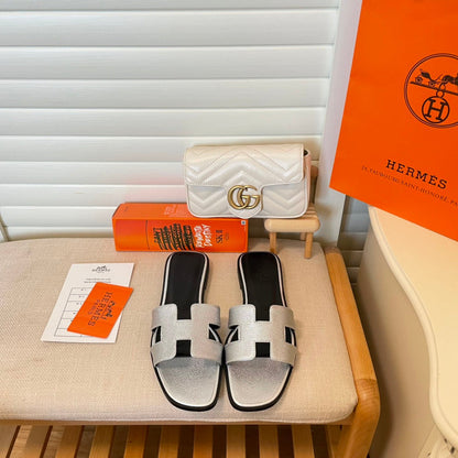 MJHS7 Leather slippers Women shoes 35-42 With box