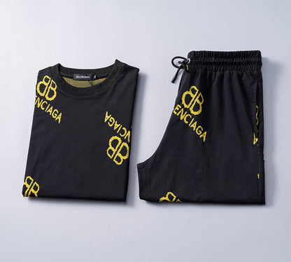 BAC23 New men's short sleeved polo top+shorts clothing