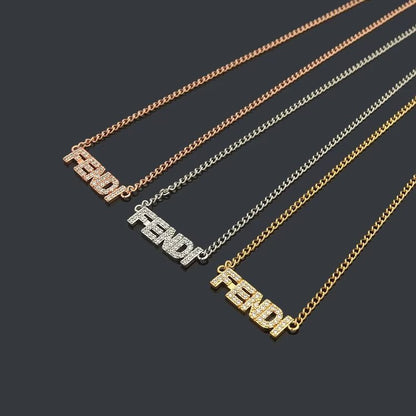 FN03   Letter Full Diamond Necklace Jewelry