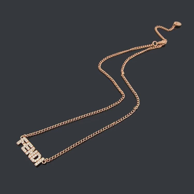 FN03   Letter Full Diamond Necklace Jewelry
