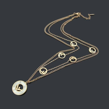 FN02   Round shell pendant double layer necklace jewelry